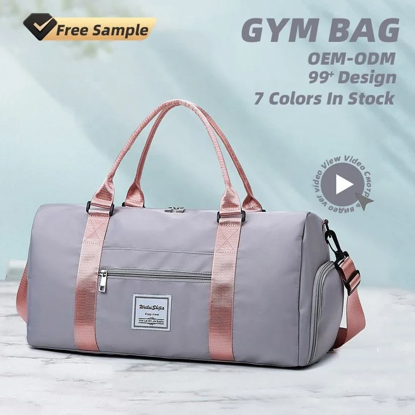 7-Color Nylon Cylinder Travel Duffel with Shoe and Wet Pockets product reference image
