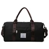 7-Color Nylon Cylinder Travel Duffel with Shoe and Wet Pockets Black color SKU reference