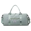 7-Color Nylon Cylinder Travel Duffel with Shoe and Wet Pockets Light Green color SKU reference