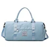 7-Color Nylon Cylinder Travel Duffel with Shoe and Wet Pockets Sky Blue color SKU reference