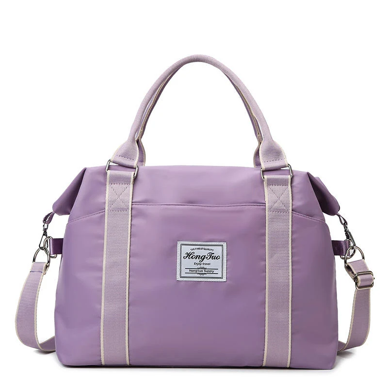 Polyester Weekender Duffel with Wet-Dry Storage and Luggage Sleeve Purple color SKU reference