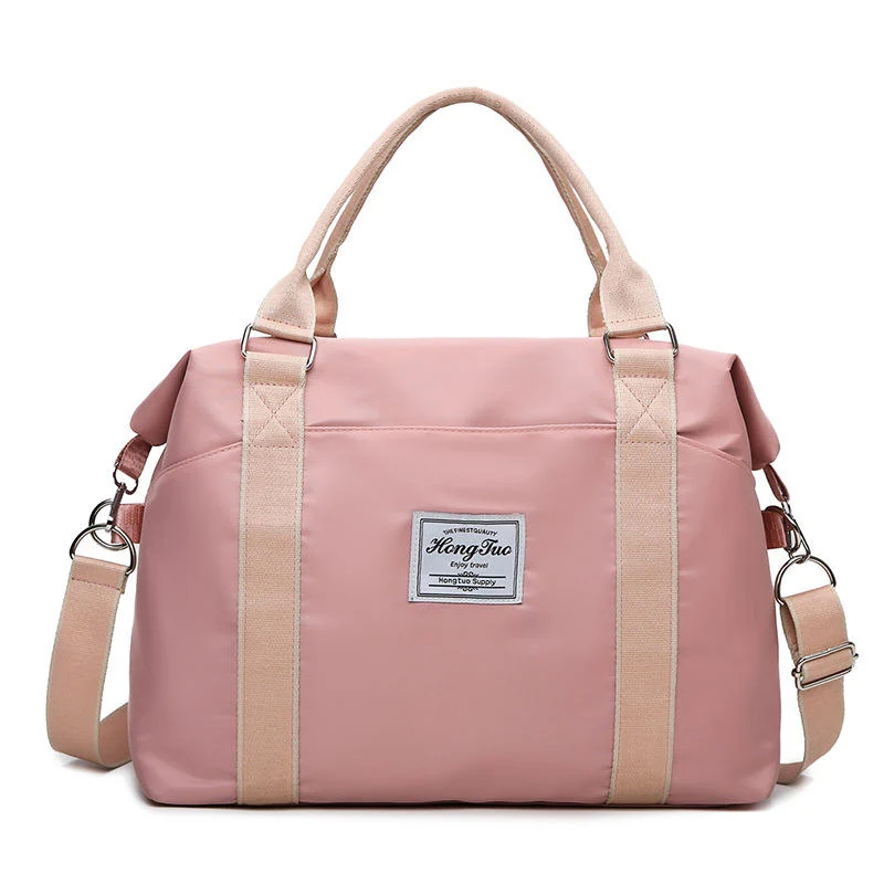 Polyester Weekender Duffel with Wet-Dry Storage and Luggage Sleeve Pink color SKU reference