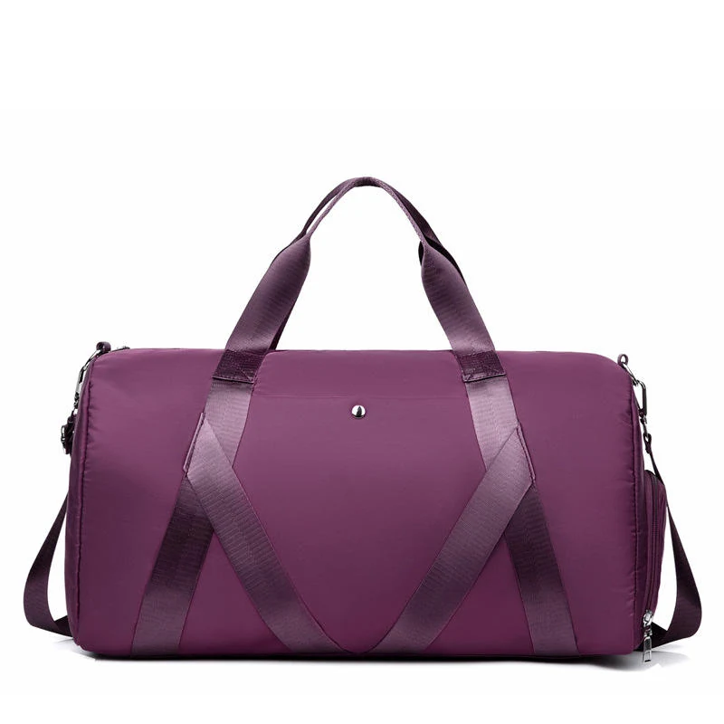 Polyester Gym Duffel with Shoe Compartment and Dry-Wet Separation Dark purple color SKU reference