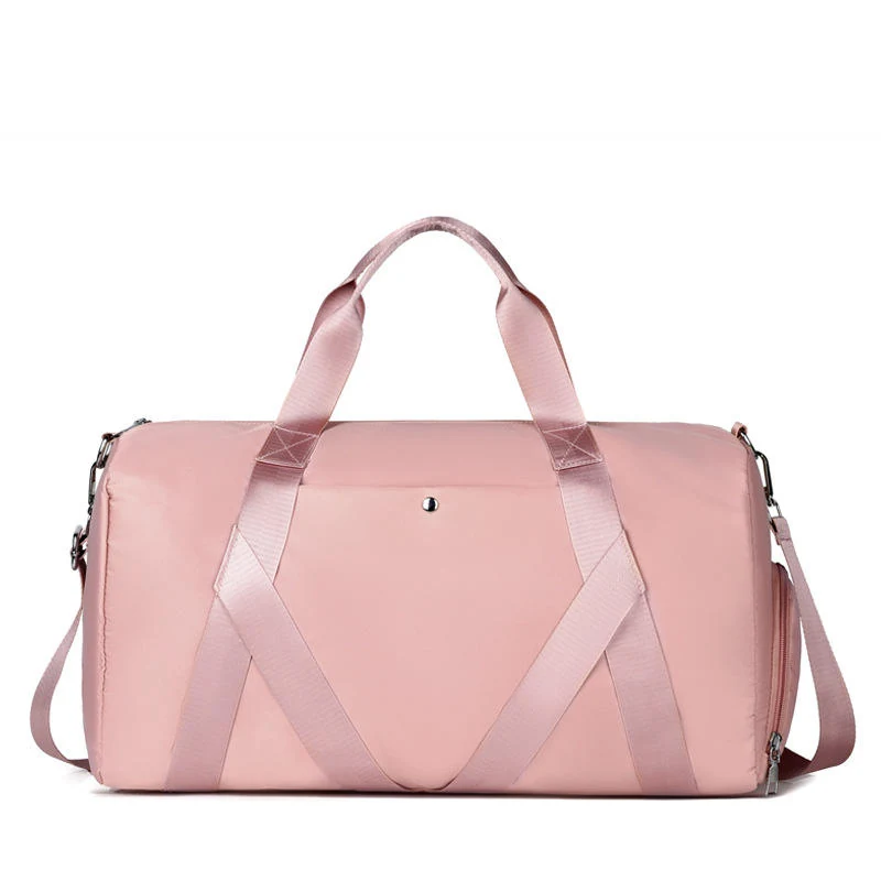Polyester Gym Duffel with Shoe Compartment and Dry-Wet Separation Pink color SKU reference