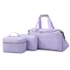 Nylon Gym Travel Duffel Set with Shoe Compartment Purple color SKU reference