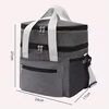 600D Oxford Insulated Double-Layer Lunch Bag Gray color SKU reference