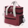 600D Oxford Insulated Double-Layer Lunch Bag Burgundy color SKU reference