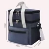 600D Oxford Insulated Double-Layer Lunch Bag Navy color SKU reference