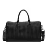 Woven-Look PU Travel Duffel with Adjustable Strap Black color SKU reference