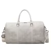 Woven-Look PU Travel Duffel with Adjustable Strap White color SKU reference