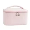 PU Travel Cosmetic Organizer Case with Zipper Closure Pink color SKU reference