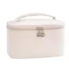PU Travel Cosmetic Organizer Case with Zipper Closure White color SKU reference