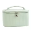 PU Travel Cosmetic Organizer Case with Zipper Closure Light green color SKU reference