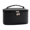 PU Travel Cosmetic Organizer Case with Zipper Closure Black color SKU reference