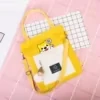 Cotton Messenger Tote with Cartoon Animal Print Options Design option 03 color SKU reference