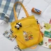 Cotton Messenger Tote with Front Zipper Pocket Yellow color SKU reference