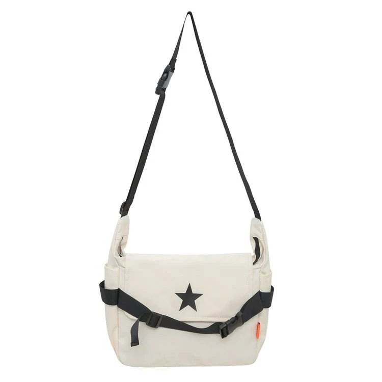 Nylon Outdoor and Travel Messenger Sling Bag White color SKU reference