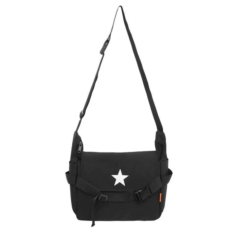 Nylon Outdoor and Travel Messenger Sling Bag Black color SKU reference