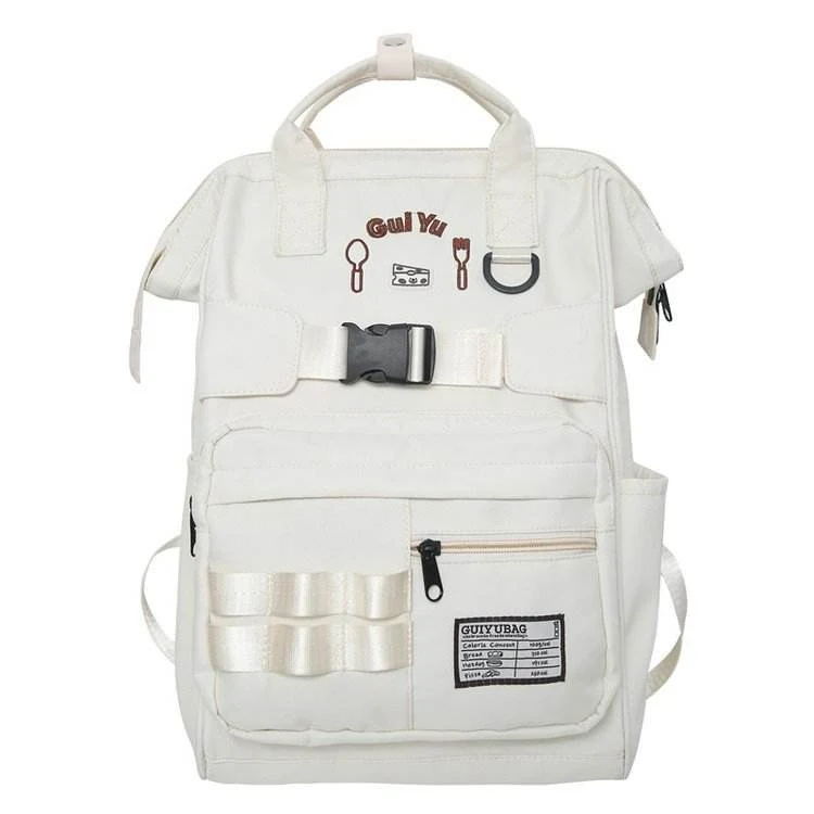 Multifunctional Nylon Travel and School Backpack White color SKU reference