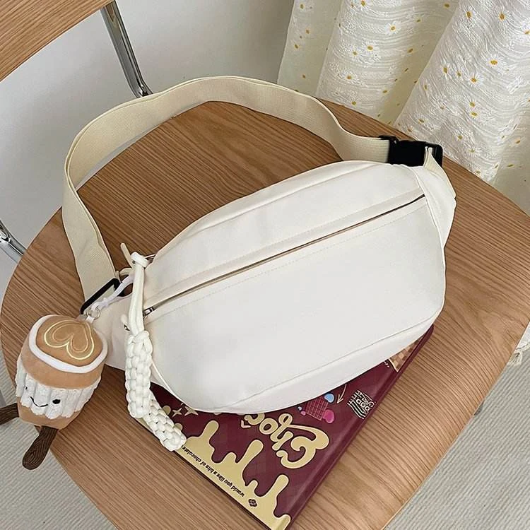 Five-Color Nylon Fanny Pack with Adjustable Strap White color SKU reference