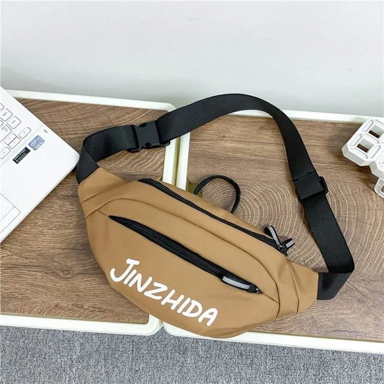 Lightweight Nylon Waist and Chest Sling Bag Light brown color SKU reference