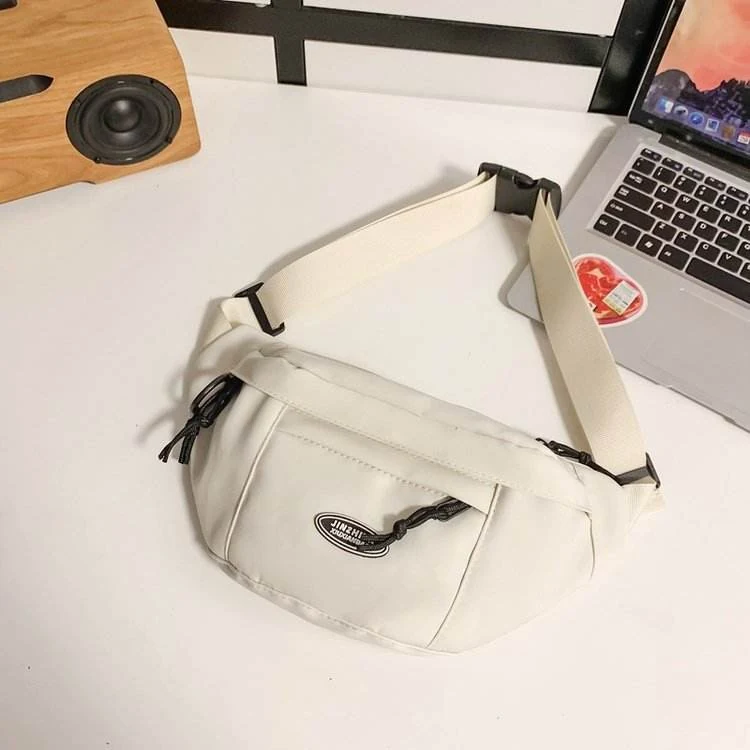 Multi-Pocket Nylon Waist and Chest Phone Bag White color SKU reference