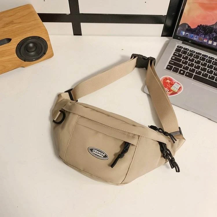 Multi-Pocket Nylon Waist and Chest Phone Bag Dark khaki color SKU reference