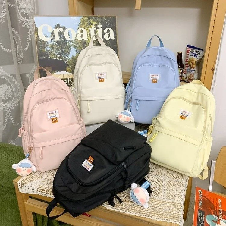 Five-Color Nylon Student Backpack for Teens product reference image