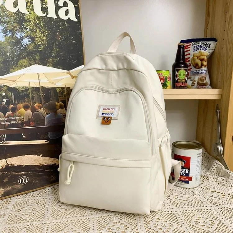 Five-Color Nylon Student Backpack for Teens White color SKU reference
