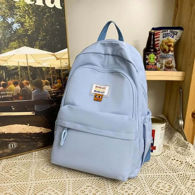 Five-Color Nylon Student Backpack for Teens Sky blue color SKU reference