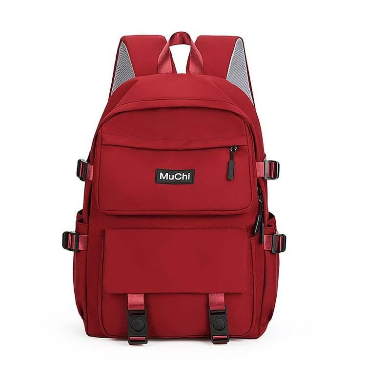 Unisex Nylon Computer Backpack with Two-Way Zip Red color SKU reference