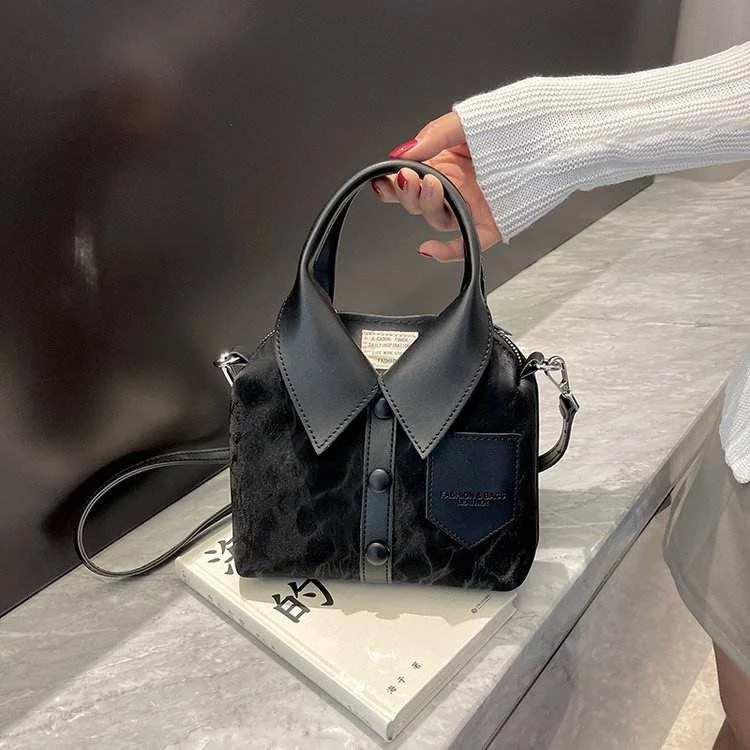 Clothing-Inspired PU Novelty Crossbody Bag Black color SKU reference