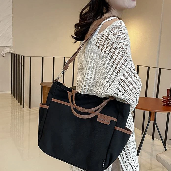 Lightweight Canvas Tote and Crossbody Bag with Three Colors product reference image