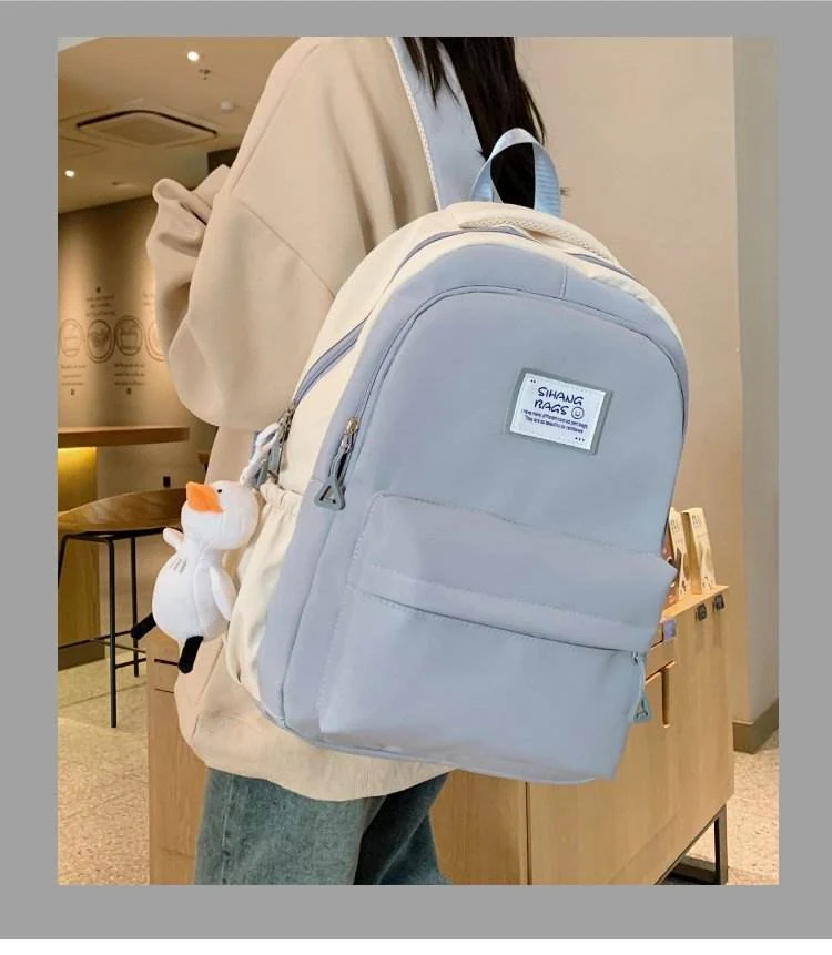 Nylon School and Travel Backpack with Five Color Options Sky blue color SKU reference
