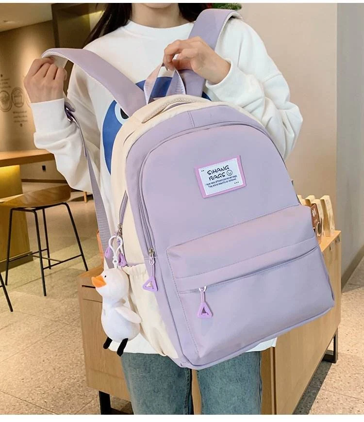 Nylon School and Travel Backpack with Five Color Options Purple color SKU reference
