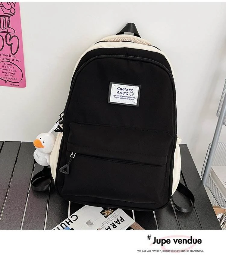 Nylon School and Travel Backpack with Five Color Options Black color SKU reference