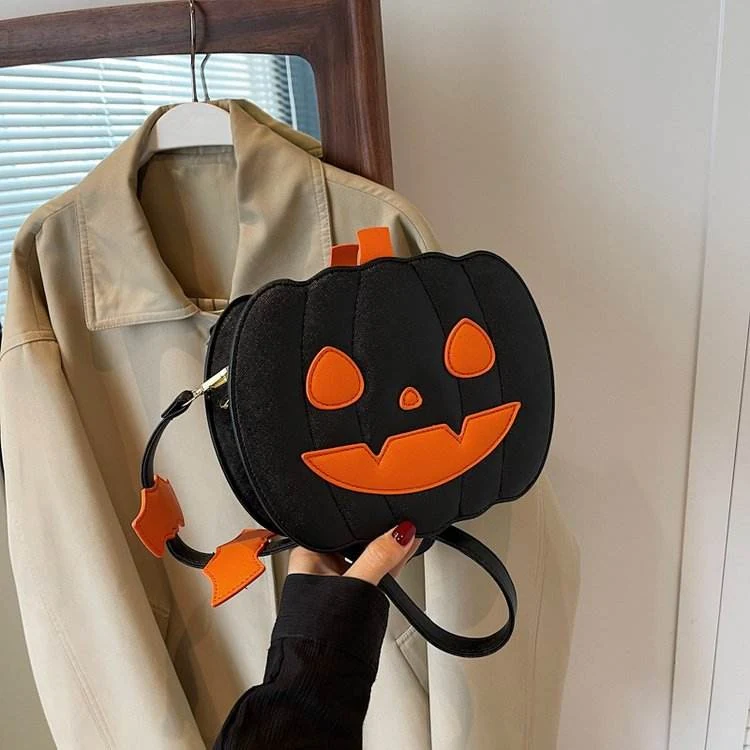 Pumpkin-Shaped PU Novelty Crossbody Bag Black · Style 2 SKU overview reference