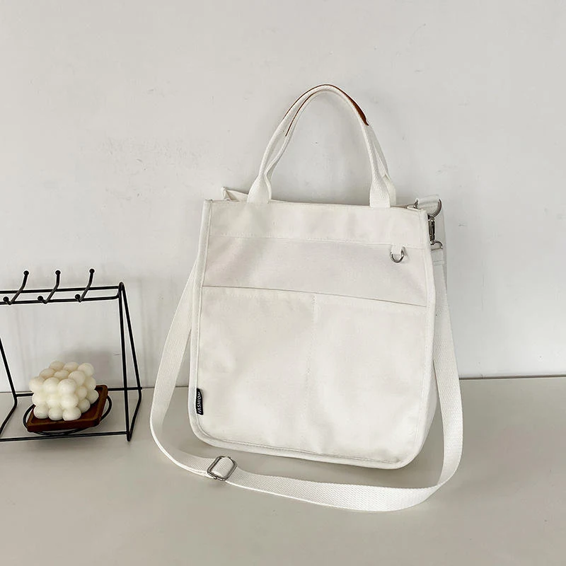 Canvas Everyday Tote with Four Color References White color SKU reference
