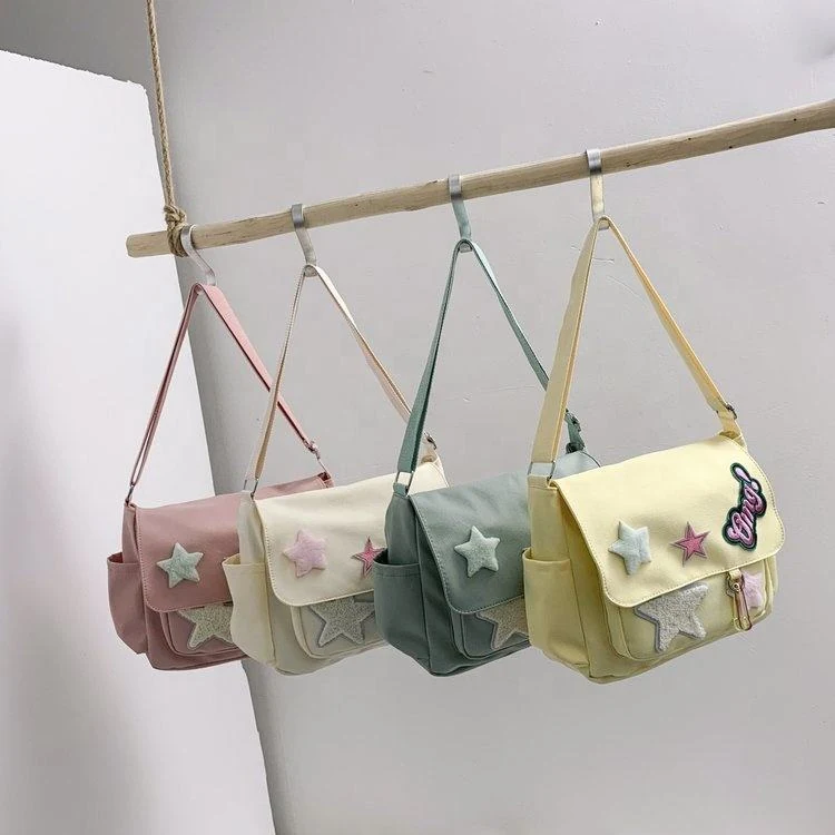 3D Star Print Canvas Girls Crossbody Bag with Four Variants product reference image