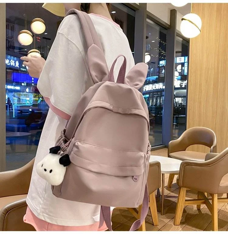 3D Rabbit Ear Oxford Backpack with Five Color Options Purple color SKU reference