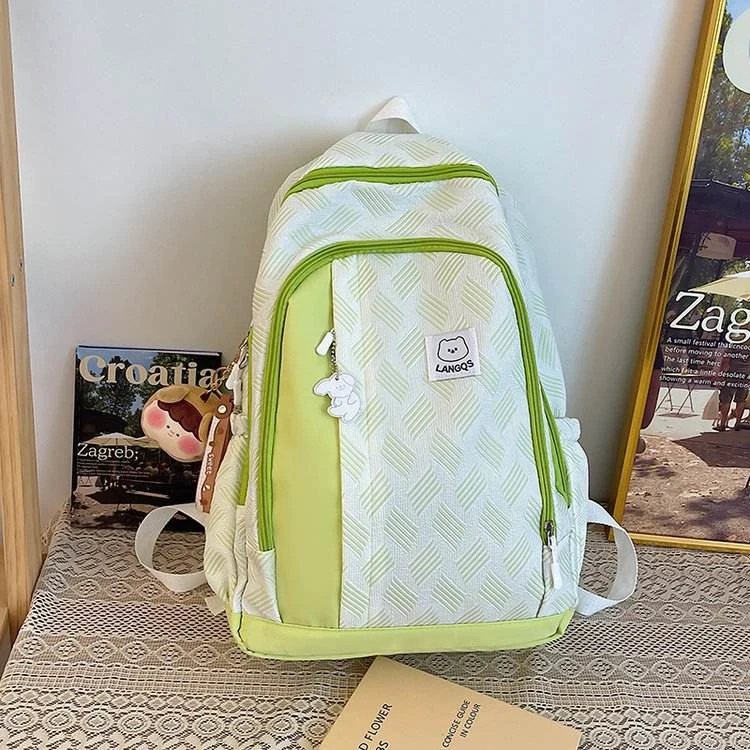 Cartoon Puppy Nylon School Backpack with Five Colors Light green color SKU reference