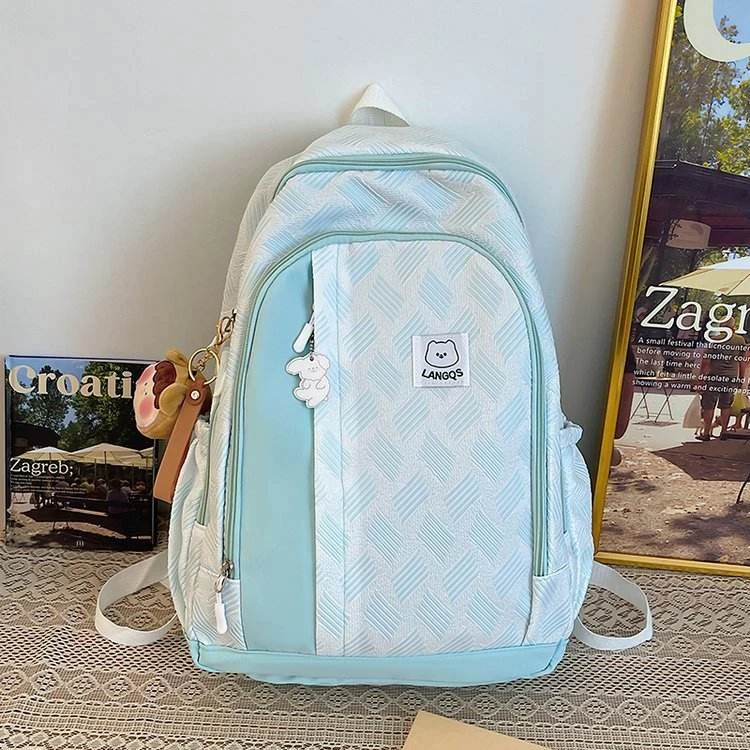 Cartoon Puppy Nylon School Backpack with Five Colors Sky blue color SKU reference