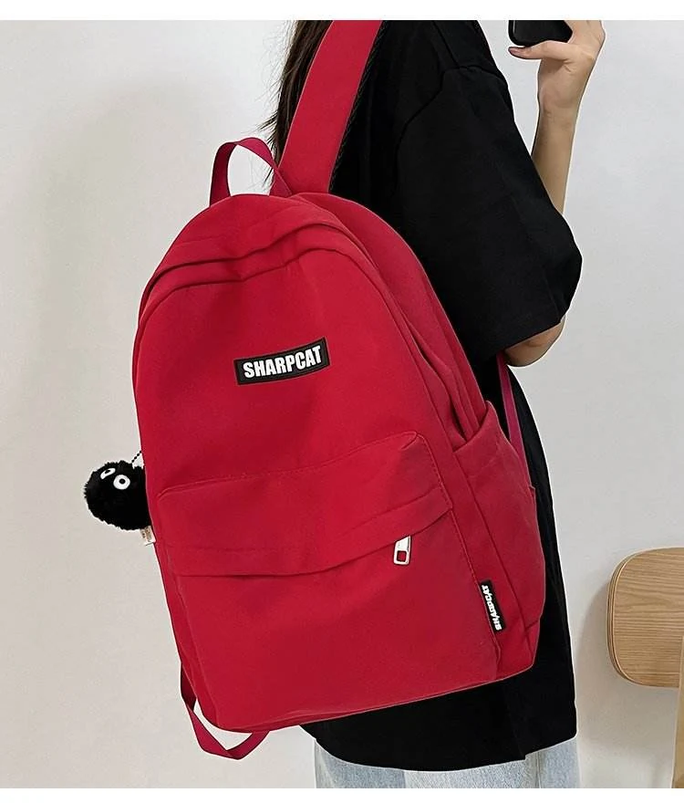 Nylon Travel and School Backpack with Five Color Options Red color SKU reference