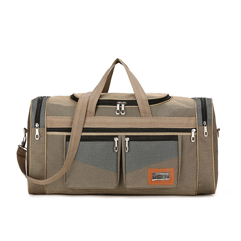 Portable Oxford Travel Duffel in Three Colors Dark khaki color SKU reference