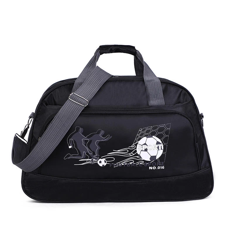 Foldable Printed Oxford Travel Duffel Black color SKU reference