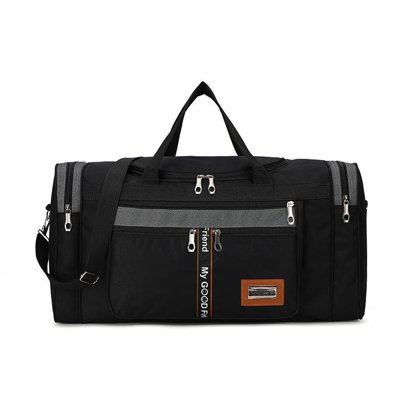 Foldable Oxford Travel Duffel in Three Sizes Black color SKU reference