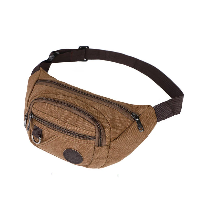 Multi-Pocket Nylon Waist & Crossbody Bag Light brown color SKU reference