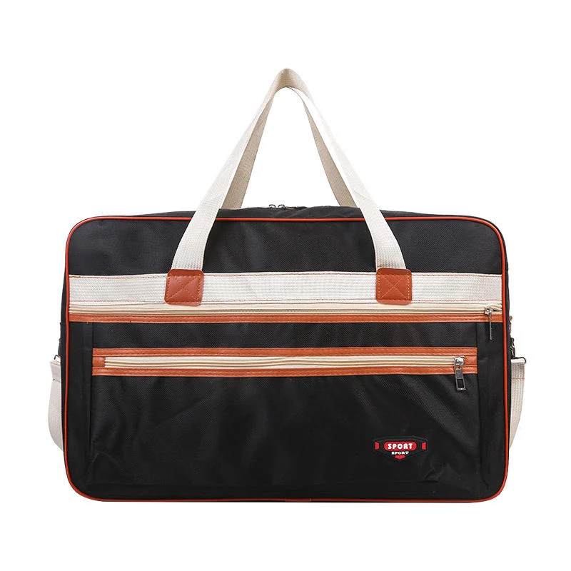 Multi-Pocket Oxford Cloth Travel Duffel in Two Sizes Black color SKU reference