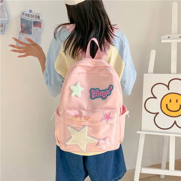 Star-Letter Nylon School Backpack Red color SKU reference