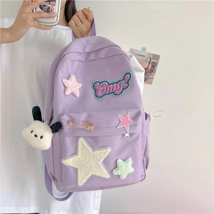 Star-Letter Nylon School Backpack Purple color SKU reference